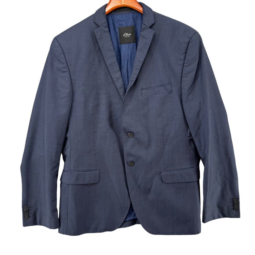 S.Oliver Black Label Blazer Mens Navy Blue 2 Button Wool Sports Coat Size 42R